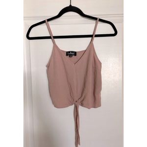 Lulu’s Pink Nude Tie Front Crop Top